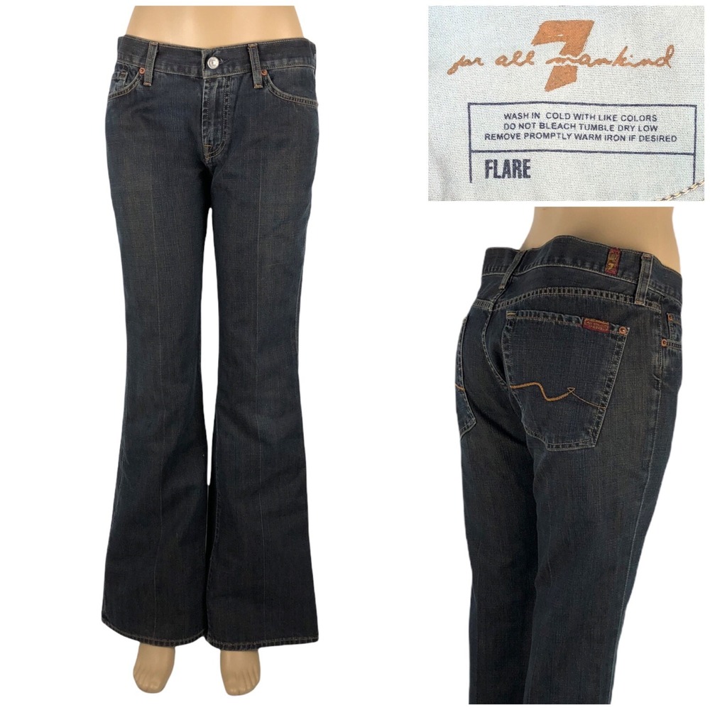 7 For All Mankind Womens 31 Jeans Flare 33 x 33 (actual) 100% Cotton Made in USA